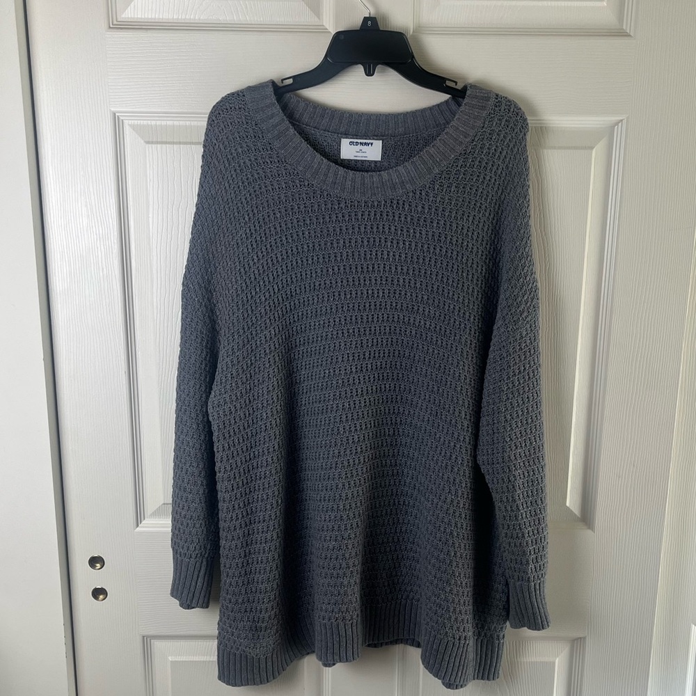 OLD NAVY Women's Gray Waffle-Knit Pullover Tunic Sweater - Picture 1 of 5